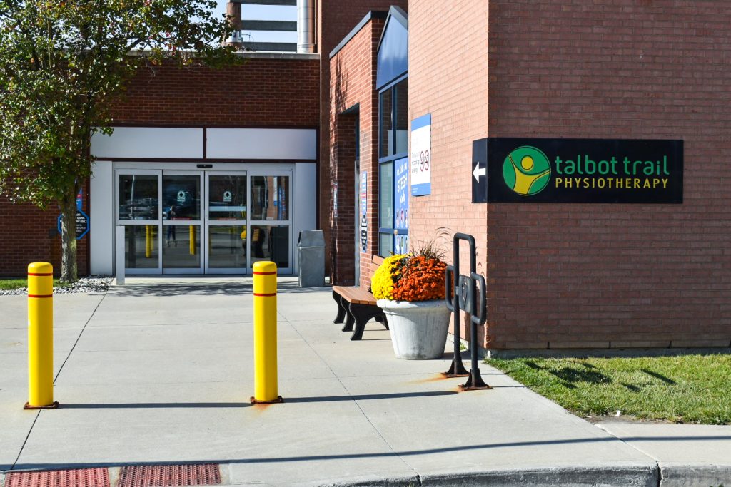 Images showcasing the facilities of Talbot Trail Physiotherapy's clinics, including Lambeth, Blenheim, West Lorne, Wellington Street St. Thomas, Talbot Street St. Thomas, STEGH St. Thomas, and Aylmer. State-of-the-art amenities and expert care at each location.